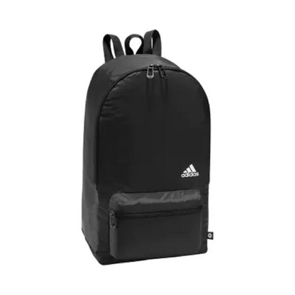 NEW ADIDAS Black White AG Packable Fold Up Backpack Zip Travel Pouch Bag Carryon - Picture 4 of 14